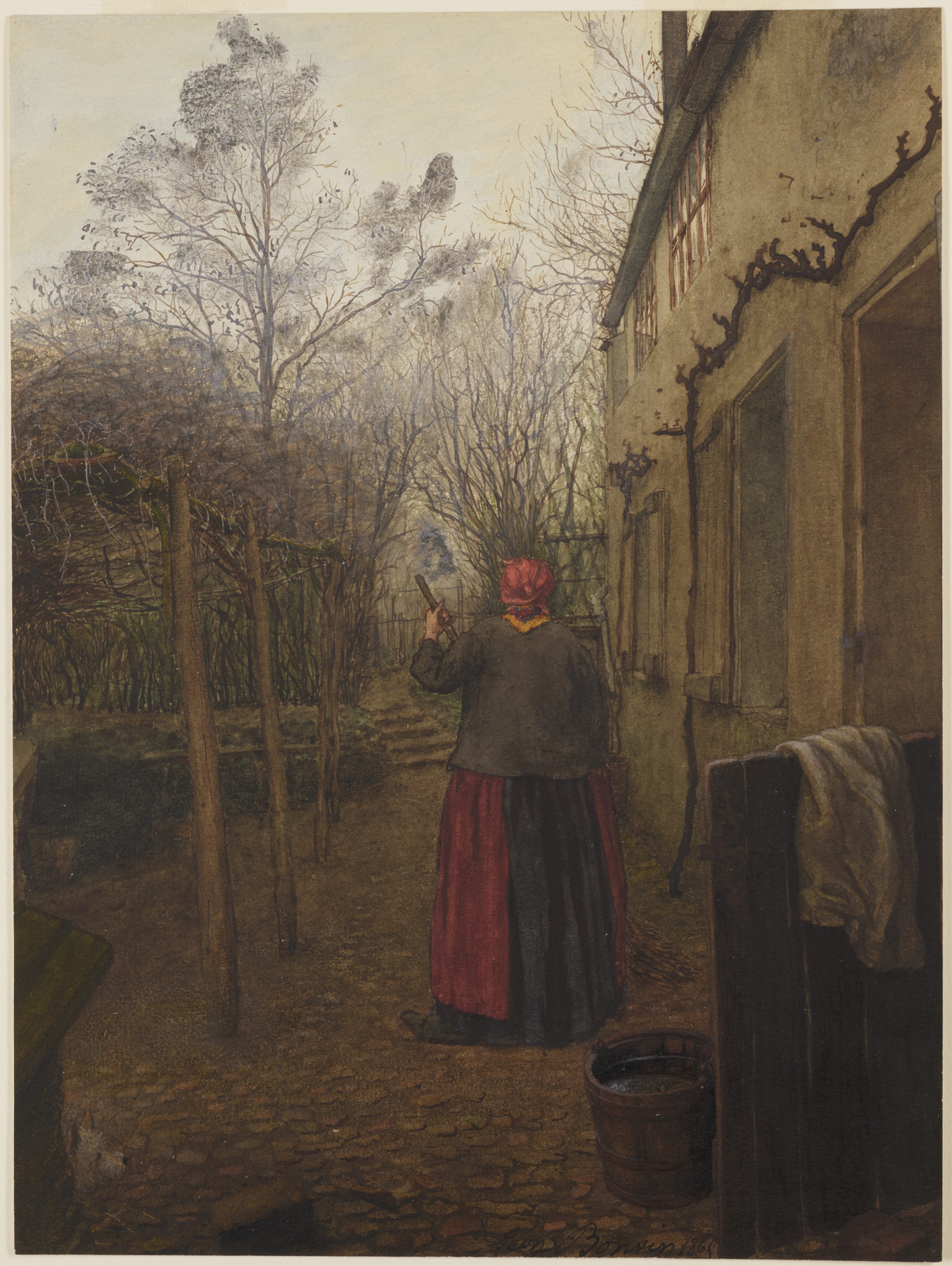 Image for Woman Sweeping the Yard outside the Inn at Vaugirard